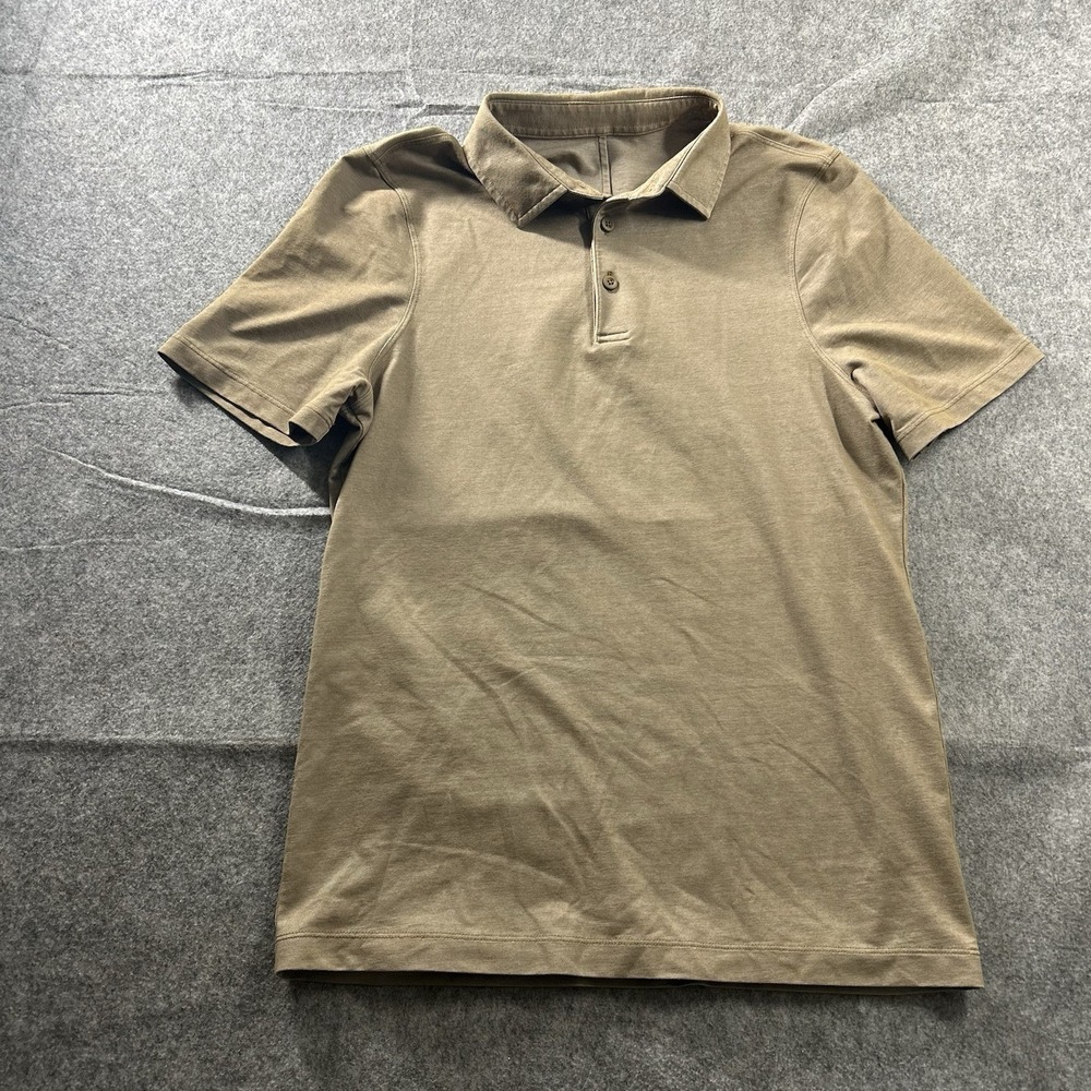 Lululemon Polo Shirt Mens XS Taupe Brown Evolution Performance Athletic